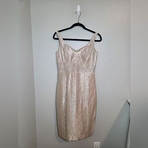 Adrianna Papell Shimmering Cream Midi Dress